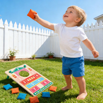 Numbered Bean Bag Toss | Educational & Portable | Wood, 45x30cm, Scoring | Customizable