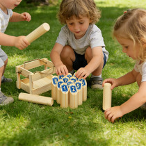 Molkky Game | Strategic & Portable | Wood, 14.5cm Pins, Throwing | Customizable