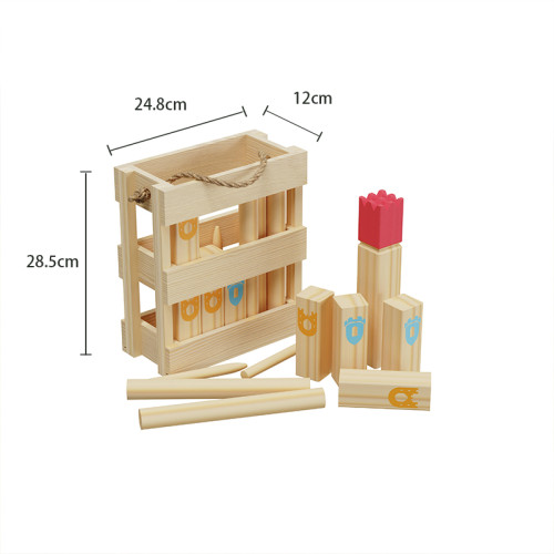 Forestoy Wooden Kubb Set | Tactical & Compact | Wood, 28.5x24.8x12cm Crate, Outdoor | Customizable