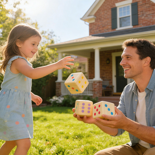 Forestoy Giant Dice Set | Oversized & Fun | Wood, 28.2x24x11.8cm Crate, Yard Games | Customizable