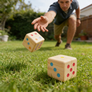 Forestoy Giant Dice Set | Oversized & Fun | Wood, 28.2x24x11.8cm Crate, Yard Games | Customizable