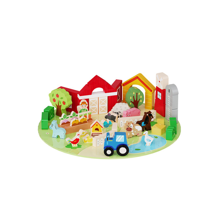 Forestoy Wooden Farm Playset Blocks | Vibrant & Interactive | Wood, Role-Play | Customizable