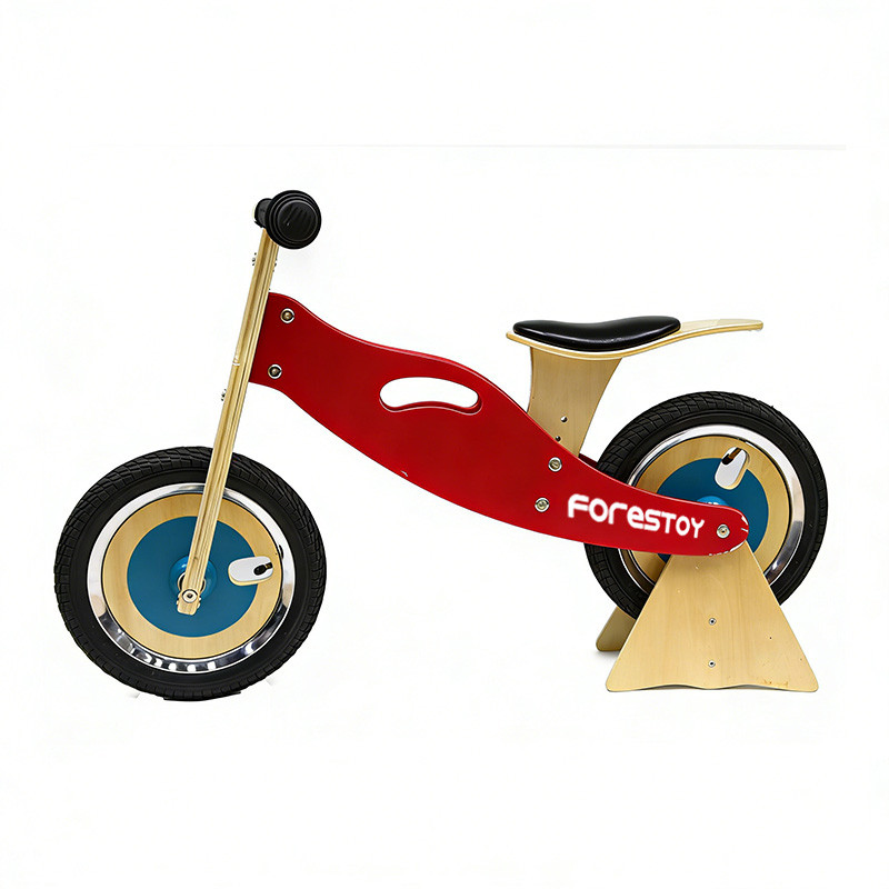Red Color Wooden Balance Bike With EVA and Rubber Tire