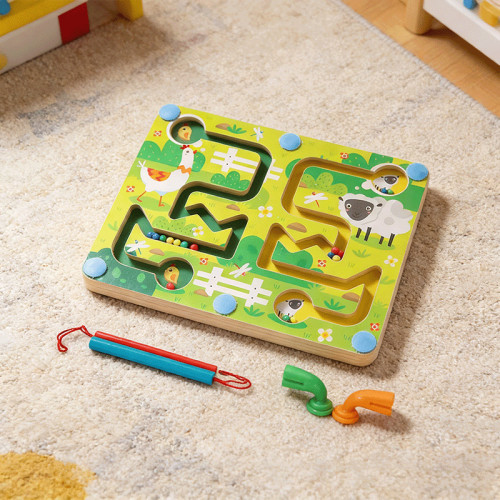 Forestoy Magnetic Farm Maze Board | Fun & Educational | Wood, Motor Skills| Customizable