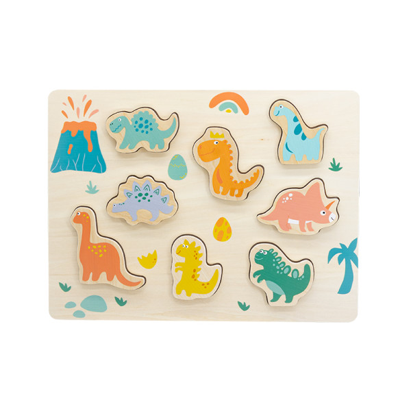 Forestoy Wooden Dinosaur Puzzle | Chunky & Educational | Wood Shape Matching | Customizable