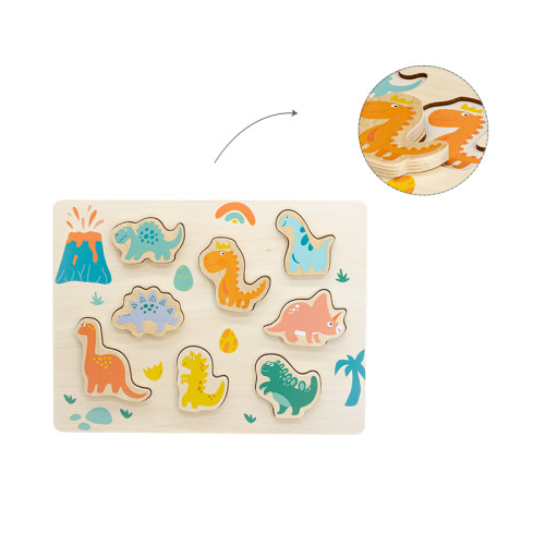 Forestoy Wooden Dinosaur Puzzle | Chunky & Educational | Wood Shape Matching | Customizable