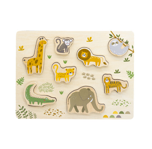 Forestoy Wooden Jungle Animals Puzzle | Chunky & Educational | Wood Shape Matching | Customizable