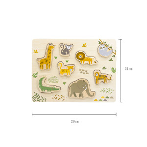 Forestoy Wooden Jungle Animals Puzzle | Chunky & Educational | Wood Shape Matching | Customizable