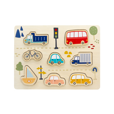 Forestoy Wooden Transportation Puzzle | Chunky & Educational | Wood Shape Matching | Customizable