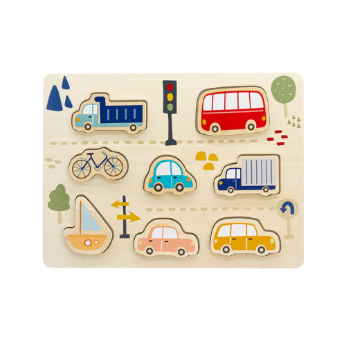 Forestoy Wooden Transportation Puzzle | Chunky & Educational | Wood Shape Matching | Customizable