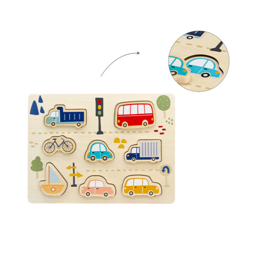 Forestoy Wooden Transportation Puzzle | Chunky & Educational | Wood Shape Matching | Customizable