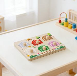 Forestoy Farm Peg Puzzle | Chunky Knobs & Educational | Wood, Shape Matching | Customizable