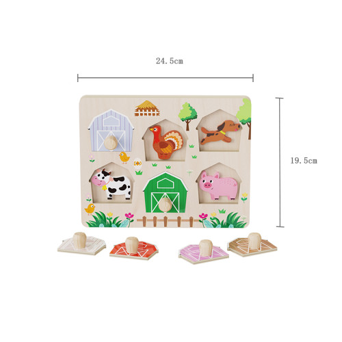 Forestoy Farm Peg Puzzle | Chunky Knobs & Educational | Wood, Shape Matching | Customizable