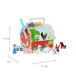 Forestoy Portable Farm Barn Playset | Sorting & Imaginative | Wood Role Play Matching | Customizable