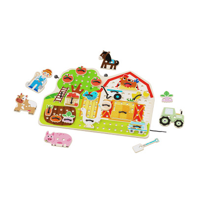 Forestoy Wooden Farm Lacing Activity Board | Hands-On & Educational | Wood Customizable