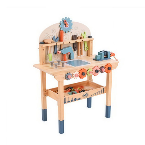 Kids' Wooden Workbench | Interactive Play | Wood, Gears & Tools | Skill Building & Fun | Custom