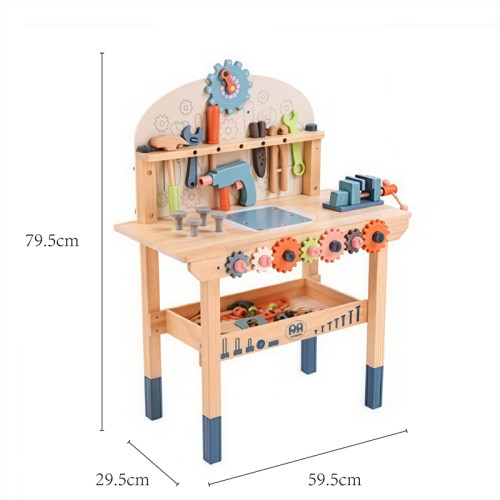 Kids' Wooden Workbench | Interactive Play | Wood, Gears & Tools | Skill Building & Fun | Custom