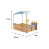 Outdoor Playing Wooden Sandbox For Kids Pirate with Cover Rudder Storage Bench Bottomless