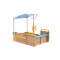 Outdoor Playing Wooden Sandbox For Kids Pirate with Cover Rudder Storage Bench Bottomless