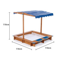 Kid's Wooden Sandbox with Cover Outdoor Wooden Sandpit