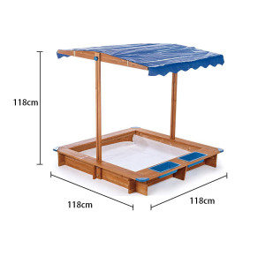 Kid's Wooden Sandbox with Cover Outdoor Wooden Sandpit