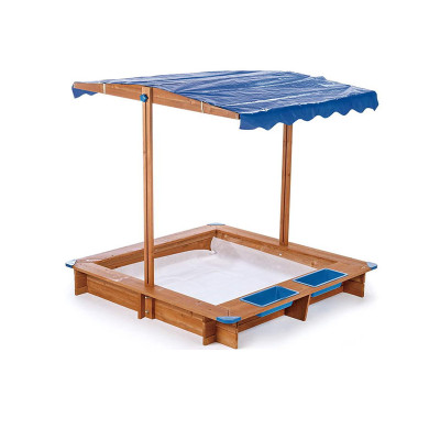Kid's Wooden Sandbox with Cover Outdoor Wooden Sandpit