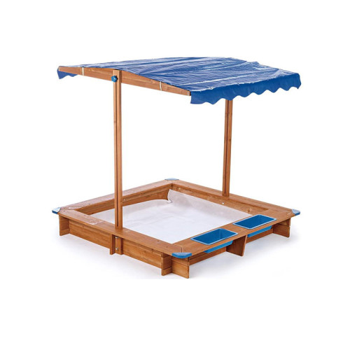 Kid's Wooden Sandbox with Cover Outdoor Wooden Sandpit