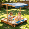 Kid's Wooden Sandbox with Cover Outdoor Wooden Sandpit