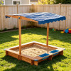 Kid's Wooden Sandbox with Cover Outdoor Wooden Sandpit