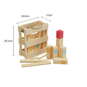 Forestoy Wooden Kubb Set | Tactical & Compact | Wood, 28.5x24.8x12cm Crate, Outdoor | Customizable