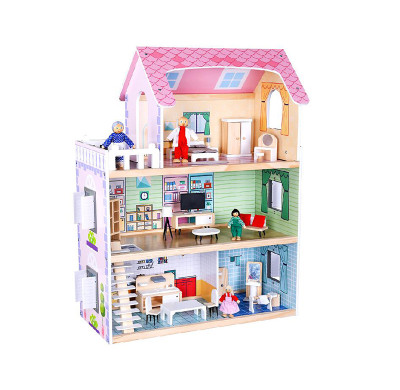 Forestoy 3-Storey Doll's House Dollhouse for Kids Doll House DIY Pretend