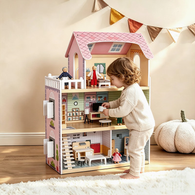 Forestoy 3-Storey Doll's House Dollhouse for Kids Doll House DIY Pretend