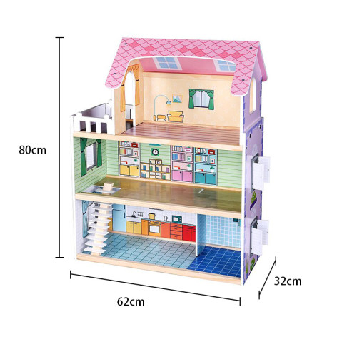 Forestoy 3-Storey Doll's House Dollhouse for Kids Doll House DIY Pretend