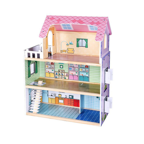 Forestoy 3-Storey Doll's House Dollhouse for Kids Doll House DIY Pretend