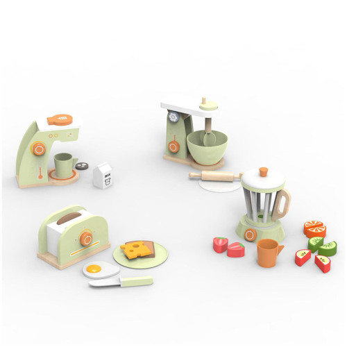 Forestoy Play Kitchen Accessories Wooden Mixer Set Toy Pretend Wooden Blender Toys