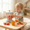 Forestoy Play Kitchen Accessories Wooden Blender Set Toy Pretend Play Food Sets for Kids