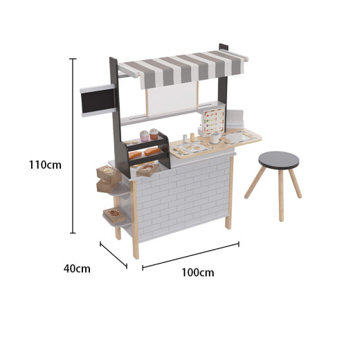 Forestoy 2 in 1 Kids Play Kitchen and Restaurant Cafe Wooden Pretend Cooking Toy