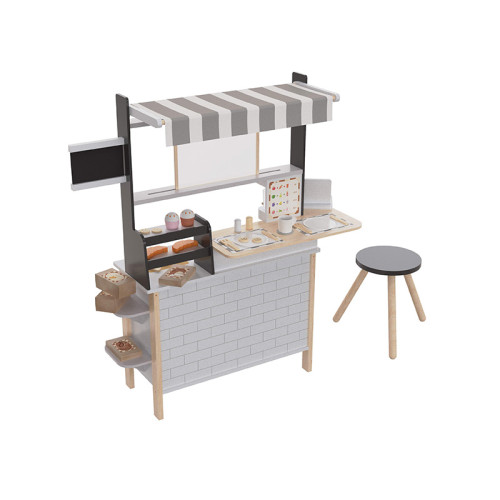 Forestoy 2 in 1 Kids Play Kitchen and Restaurant Cafe Wooden Pretend Cooking Toy