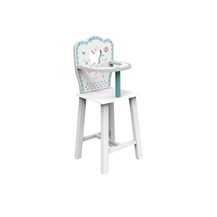 Forestoy Doll High Chair for 18-Inch Dolls Wooden Pretend Play Doll High Chair "Butterfly"