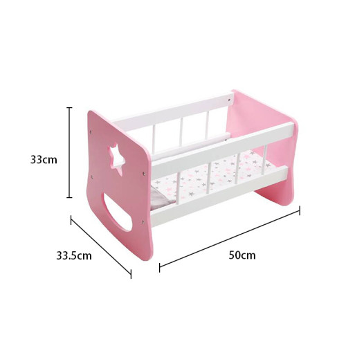Forestoy Doll Furniture Baby Doll Cradle Wooden Furniture & Accessories for 18 inch Doll Pink