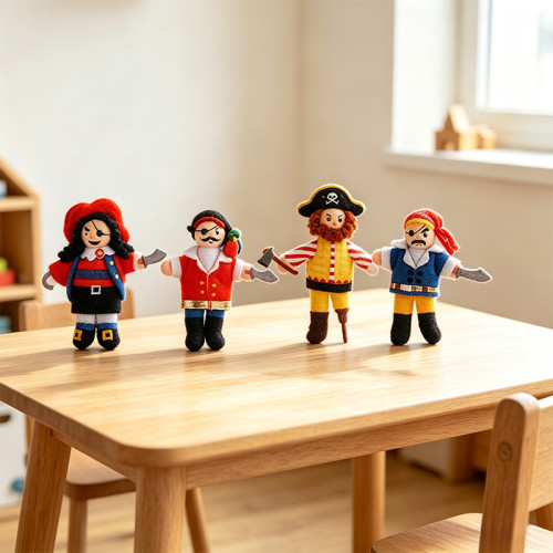 Forestoy Wooden Finger Puppets Set "Pirates" 4pcs Small Toys for Kids Fingers
