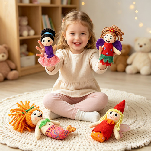 Forestoy Wooden Finger Puppets Set "Fairies" 4pcs Delightful Wooden Finger Puppets Toys