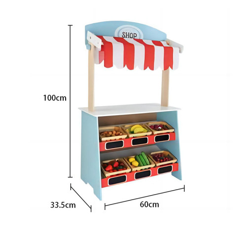 Forestoy Wooden 2 in 1 Theatre & Shop Wooden Play Shop and Theatre
