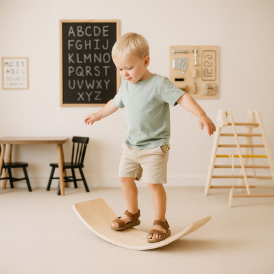 Balance Board for Kids | Promotes Gross Motor Skills | Natural Wood | Indoor Active Play | Custom