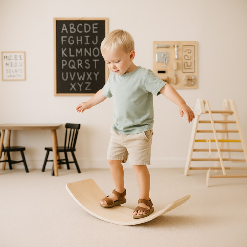 Balance Board for Kids | Promotes Gross Motor Skills | Natural Wood | Indoor Active Play | Custom
