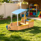 Outdoor Playing Wooden Sandbox For Kids Pirate with Cover Rudder Storage Bench Bottomless