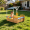 Outdoor Playing Wooden Sandbox For Kids Pirate with Cover Rudder Storage Bench Bottomless