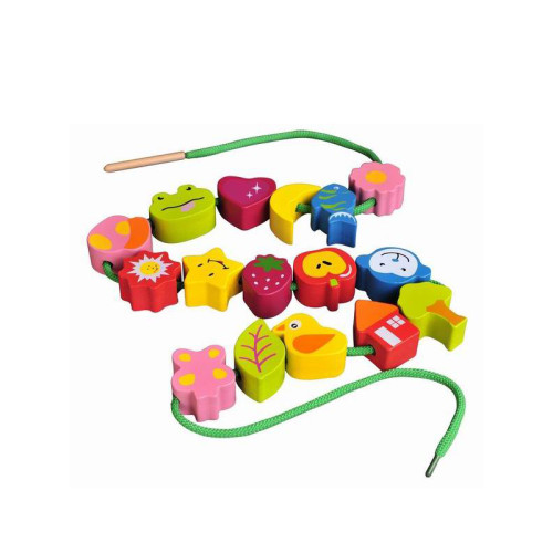 Wooden Lacing Beads Fun Set, Nature Kit, Playtime Pack, Lacing Beads Learning Toy