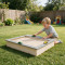 2 in 1 Multifunctional Wooden Sandbox Outdoor Wooden Sandpit with Wooden Car Toys