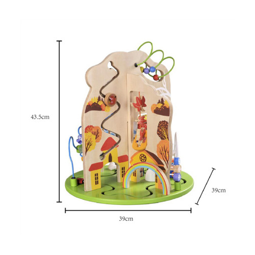 Wooden Activity Cube Toy | Beads & Mazes | (Wood, 43.5x39cm, Educational) | Kids Customization
